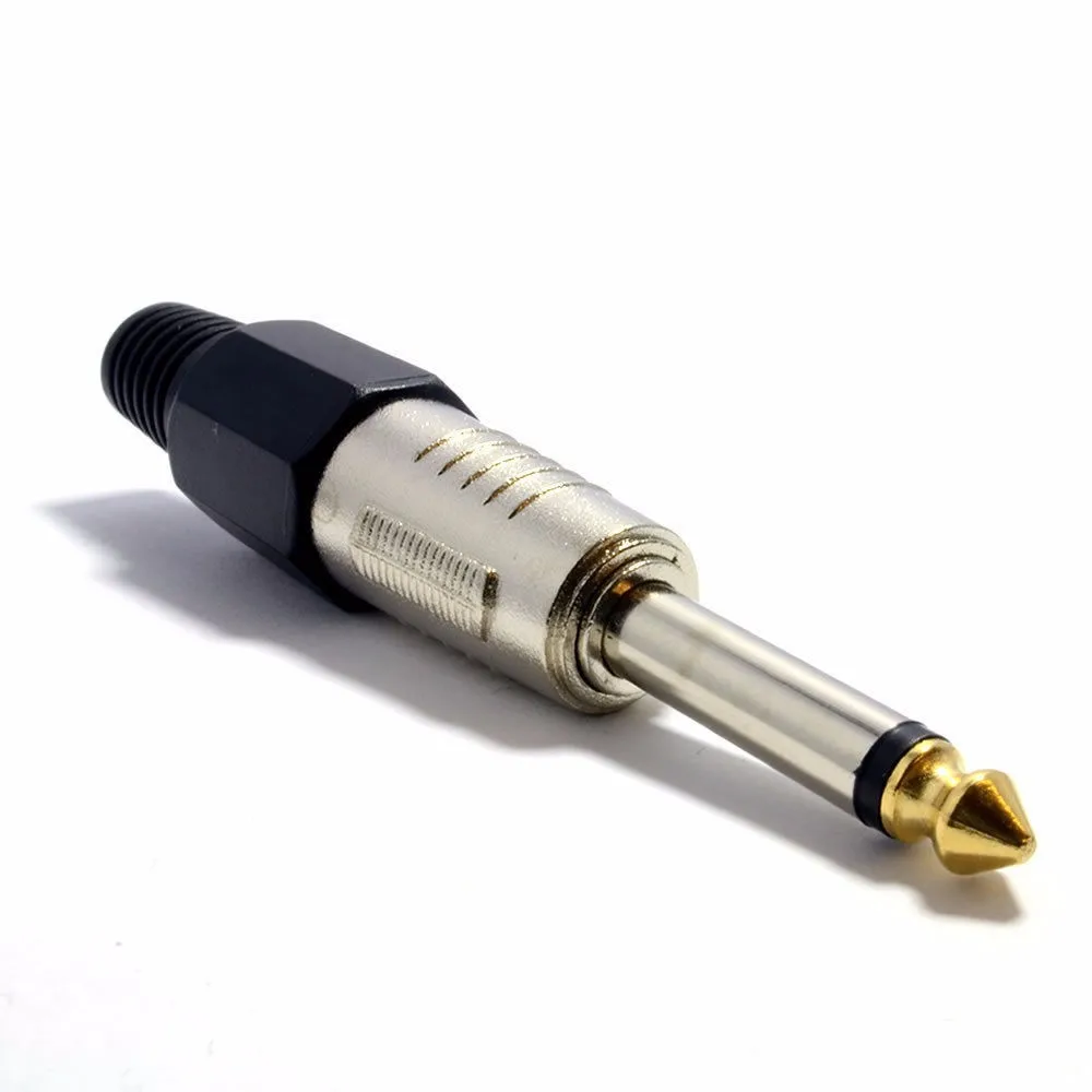 100pcs Gold Plated 6.35mm 1/4 inch PRO METAL Mono Plug Audio Microphone