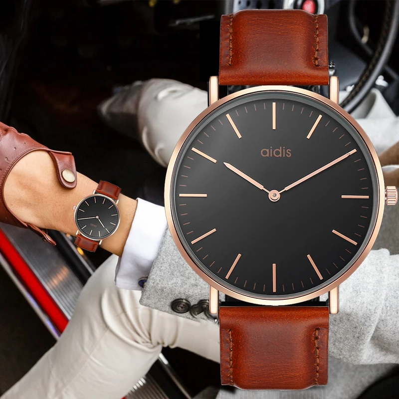 

Addies Fashion Simple Men Watch Women Top Brand Watches casual Waterproof Men Quartz Watches Classic Business Leather Wristwatch