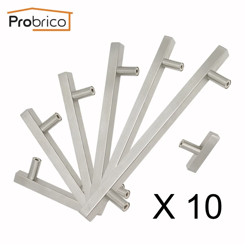 Probrico مجلس الوزراء التأثيرات Satinless الصلب مربع T شريط القطر 12 ملليمتر المطبخ خزانة دولاب خزانة تسريحة الصدر مقابض للأدراج