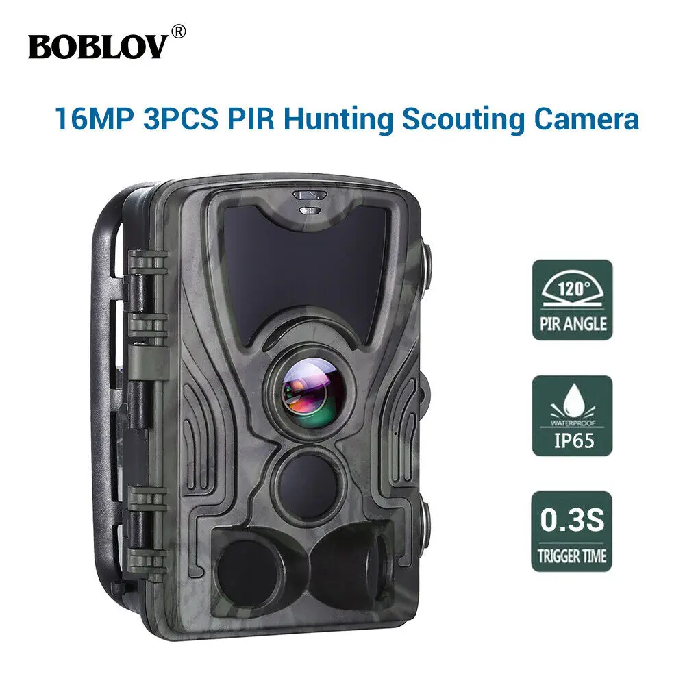 HC801A 16MP 1080P 3xPIR 0,3 S Водонепроницаемый Ночное видение дикой природы игры Trail Камера разведка CAM