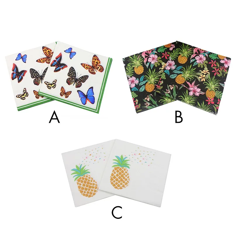 

Beauty Butterfly Printed Tissue Feature Decoration Paper Napkins For Event & Party 33cm * 33cm 20pcs / pack / lot Table Napkin