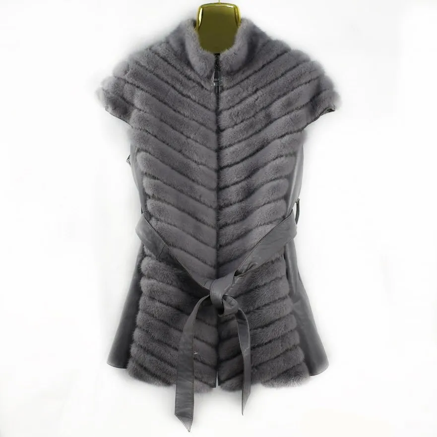 Femmes N Gilet gray Épaule En Transport Dark Vison Naturel 2008 Cuir black De Leisure Chaleur camel Cheval Fourrure Mode Véritable Dames color New Belle Gray Couvert qYqFwUH