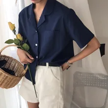 2019 Women Shirt Casual Blouse Loose Cardigan Retro Summer Short Sleeve Shirt Blusas