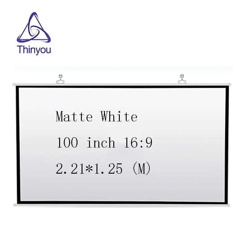 

Thinyou 100 Inch 16:9 HD Projector Screen White Manual Pull Up Diagonal Aspect Ratio 16:9 High-definition pantalla proyector