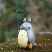 Тоторо фея, миниатюрная, Тоторо держать зеленый лист и мешок, Miyazaki студия Ghibli Мой сосед фигурки Тоторо Мультяшные полимерные игрушки