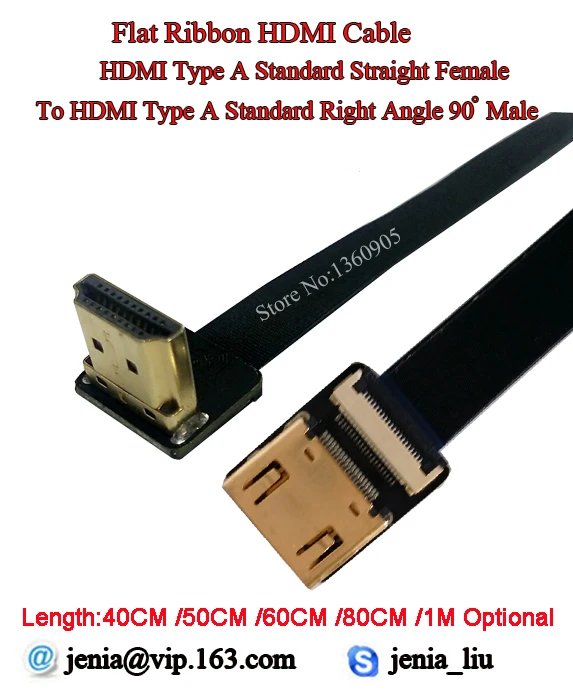 40/50/60/80/1 м ультра тонкий мягкий гибкий HDMI ленты плоский кабель FPV типа прямой женский мужской стандарт вверх под углом 90 градусов
