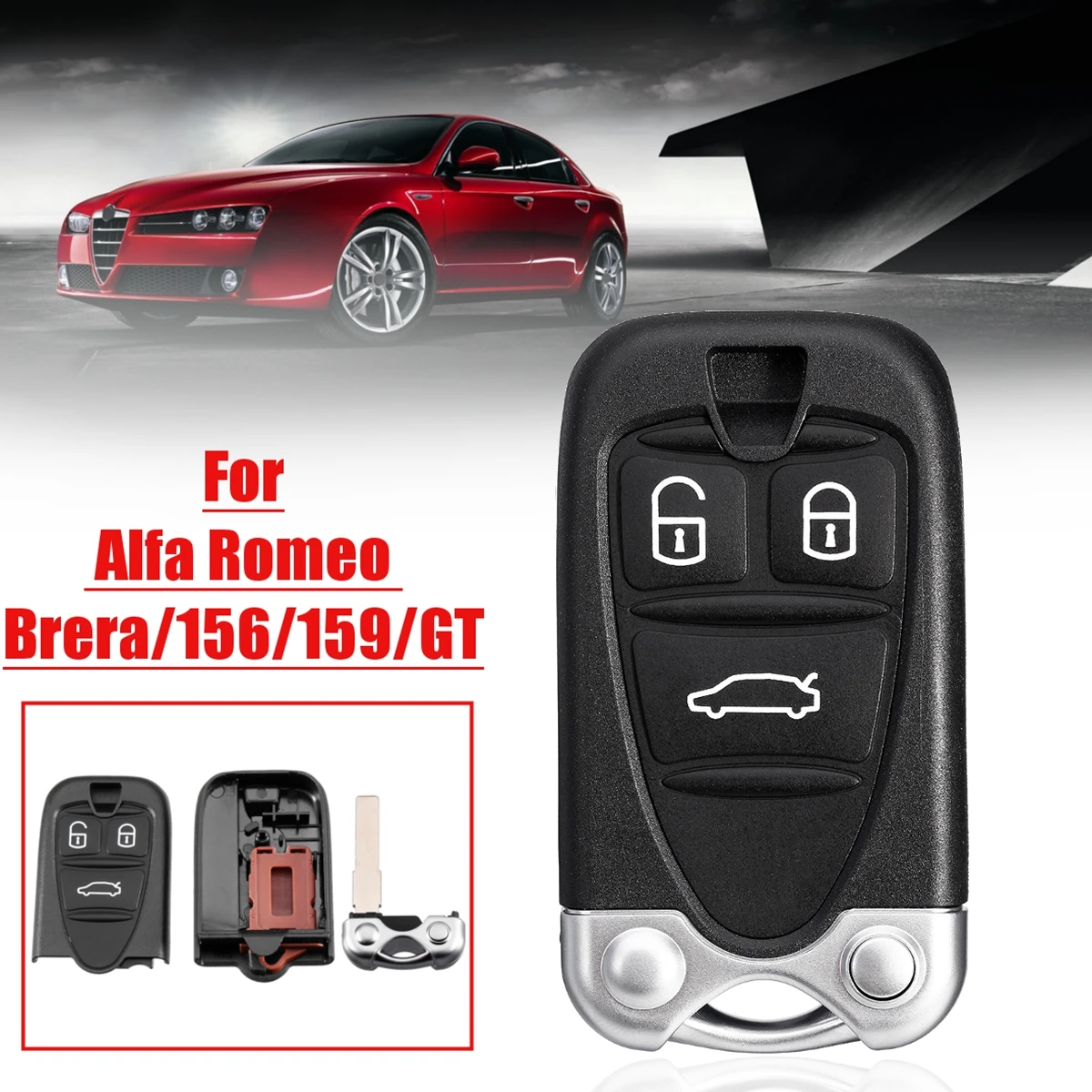 3 Buttons Replacement Remote Control Housing Car Key Fob Shell For Alfa