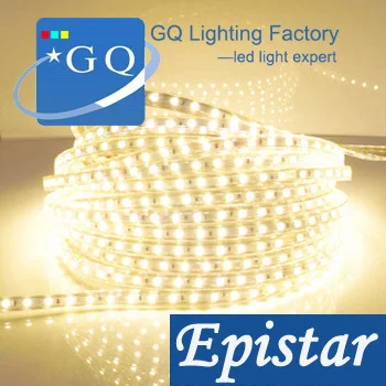 

DHL Fedex 10meters/lot 5050 LED strip warm white 220v 230v 240v led tape LED Ribbon Waterproof 60leds/M