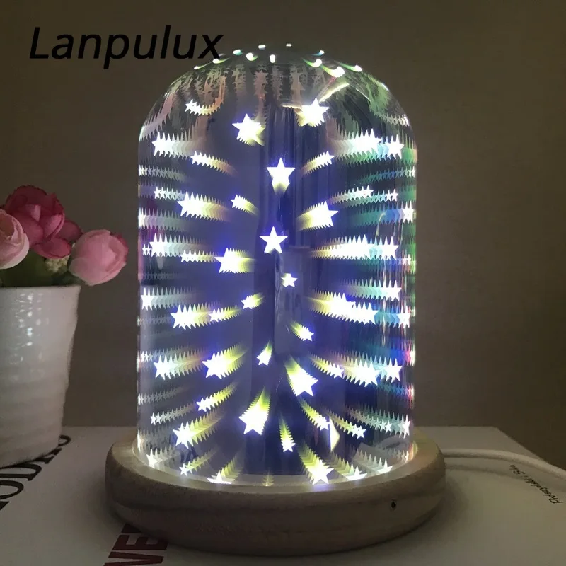 Lanpulux фейерверк стеклянный ночник Волшебная Красочная 3D Звезда Любовь