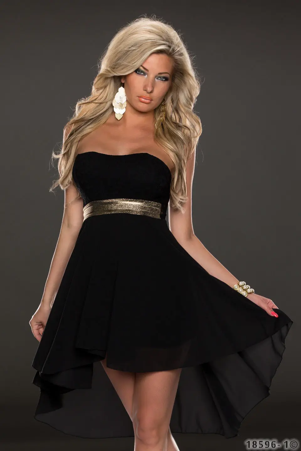 ML18068strapless chiffon dress