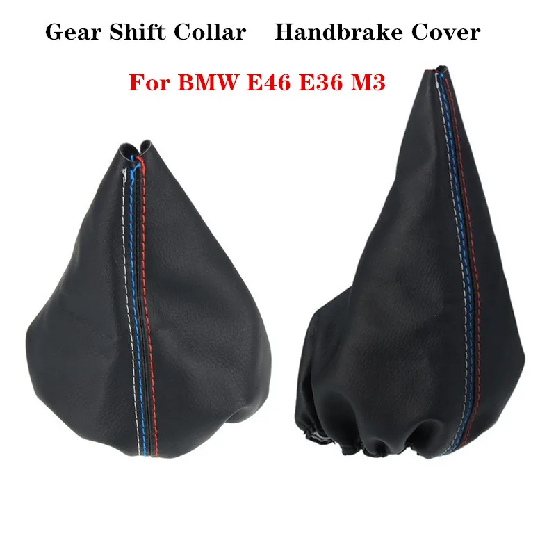 

Car Gear Shift Knob Stick Collar Manual Handbrake Leather Gaiter Shift Boot Cover For BMW E46 1999-2005 3Series E36 M3 1991-1998