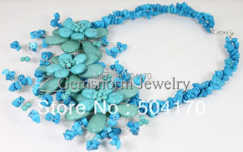 Очаровательное ожерелье из синего камня в европейском стиле модное ожерелье цветочные ювелирные изделия Последняя мода Горячая TN106