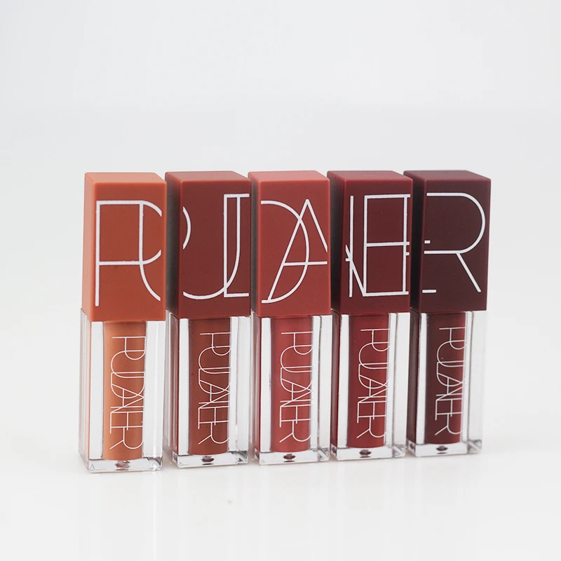 

Pudaier High Quality Sexy Lipgloss 5 Color Series Liquid Waterproof Long-lasting Matte Lipstick Makeup Set Nude Brown