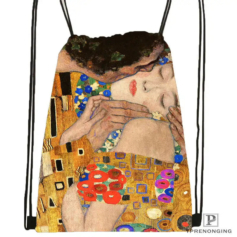 Custom Gustav Klimt#9 рюкзак на шнурке, милый рюкзак, детский Ранец(черная спинка) 31x40 см#180531-02-22 - Цвет: Drawstring Backpack