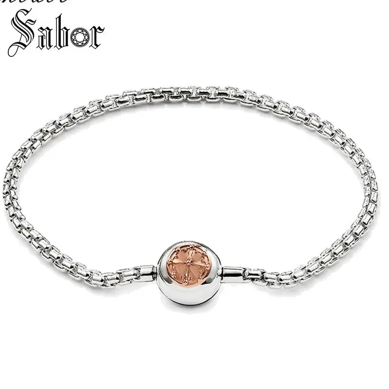 

Bracelets Rose Gold Link Chain 925 Sterling Silver Fashion Jewelry For Women Men Gift Female Karma Diy Bracelet thomas
