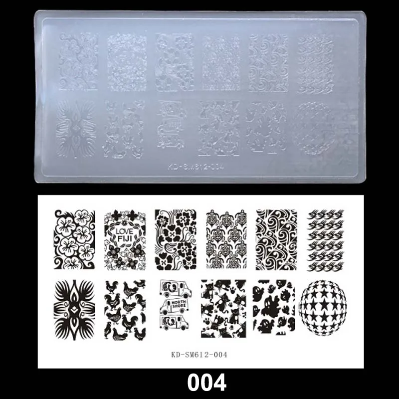 10pcs Plastic Transparent Nail Art Polish Stamp Plate Set DIY Manicure Nail Stamping Template Image Professional Nail Art Tools - Цвет: 04