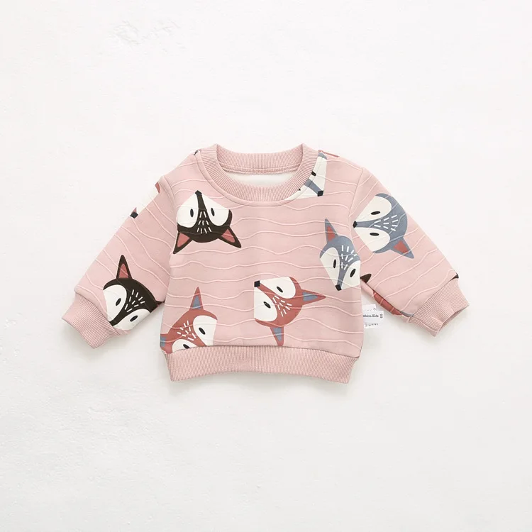 Зимняя детская блузка; рубашки с длинными рукавами для мальчиков и девочек; детская футболка; флисовые топы для младенцев; свитер для малышей; одежда для малышей - Цвет: Розовый