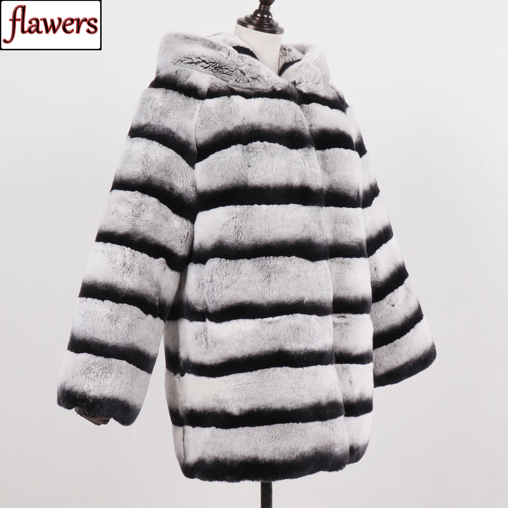 

2019 New Full Pelt Women 100% Natural Rex Rabbit Fur Coats Winter Lady Warm High Quality Hooded Genuine Rex Rabbit Fur Jackets