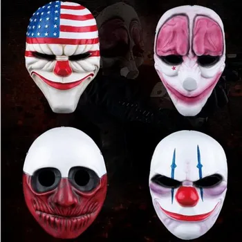 

mask cosplay Resin Adult Men's Mascaras Halloween Ghoul Mask Full Face Payday 2 Mask Dallas Wolf Chains Hoxton 4STYLE