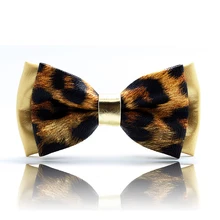 Бренд Высокое качество модные мужской галстук-бабочка из искусственной кожи бабочки вечерние клуб Золотой Леопард галстук-бабочка для мужчин галстук с подарочной коробке