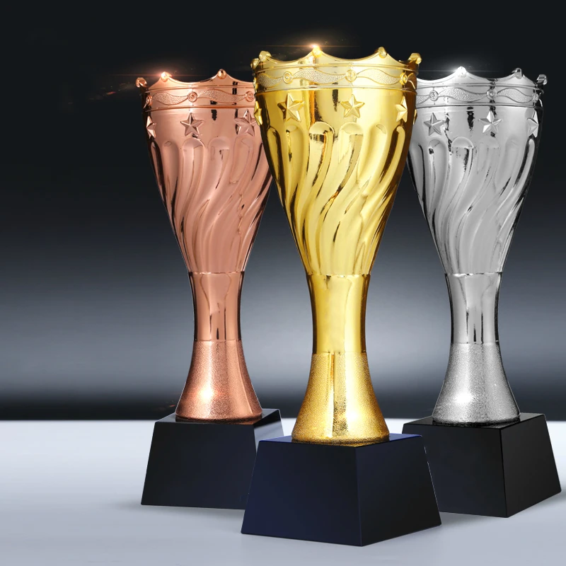 

High End Team Competition Gold-plated Trophy Champion Honor Black Crystal Base Trophies Outstanding Staff Awards Winner Trofeos