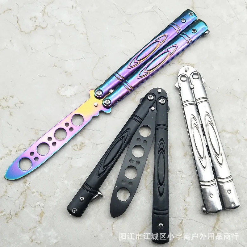 

1PC Practice Butterfly In Knife Outdoor Folding Training Knife Self-defense Tools Not Sharp CSGO Exercise Trainer Tool with Bag