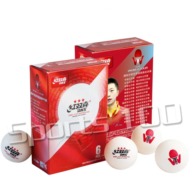 2019 Dhs العالم ناشئين جولة تنس طاولة كرات 3 نجمة D40 المواد البلاستيك بولي