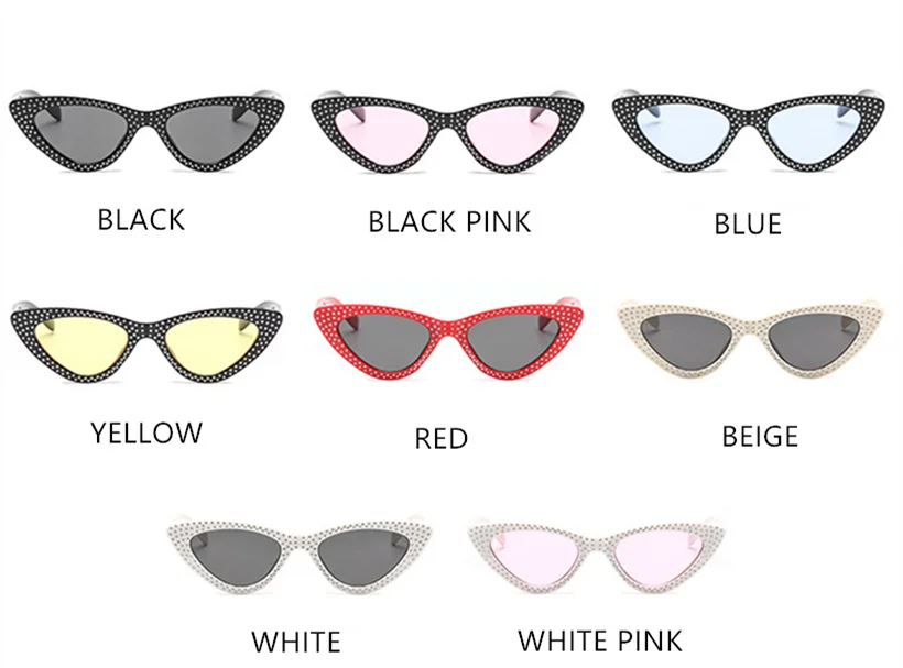 YOOSKE роскошные солнцезащитные очки кошачий глаз, стразы, маленькие сексуальные женские брендовые Модные солнцезащитные очки, женские красные Винтажные Солнцезащитные очки UV400