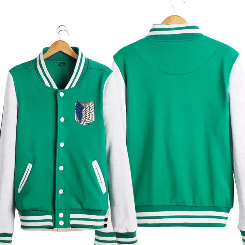 

Couples Attack on Titan Cosplay Baseball Jacket Shingeki no Kyojin Anime Halloween Costumes for Woman Man Casual Hoodies