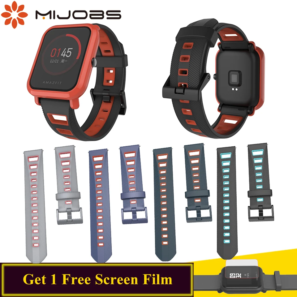 

Mijobs Silicone Sport Wristband Strap for Xiaomi Amazfit Bip Smart Watch For Xiaomi Amazfit Stratos 2 Pace Strap Bracelet Correa