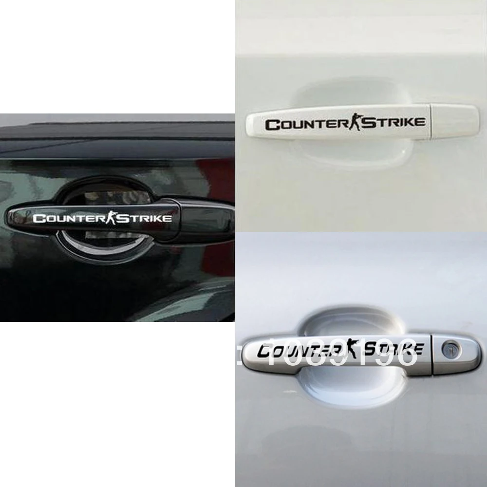 4 x CS Counter Strike Car Stickers Car Door Handle Decal Black for