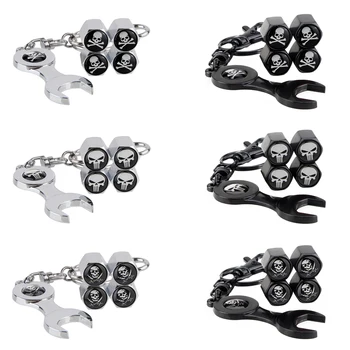 

Wrench Keychain Car Valve Stem Air Caps Skull Logo For BMW Audi B6 Hyundai Jeep Infiniti Haval Chevrolet Cruze Volkswagen Benz