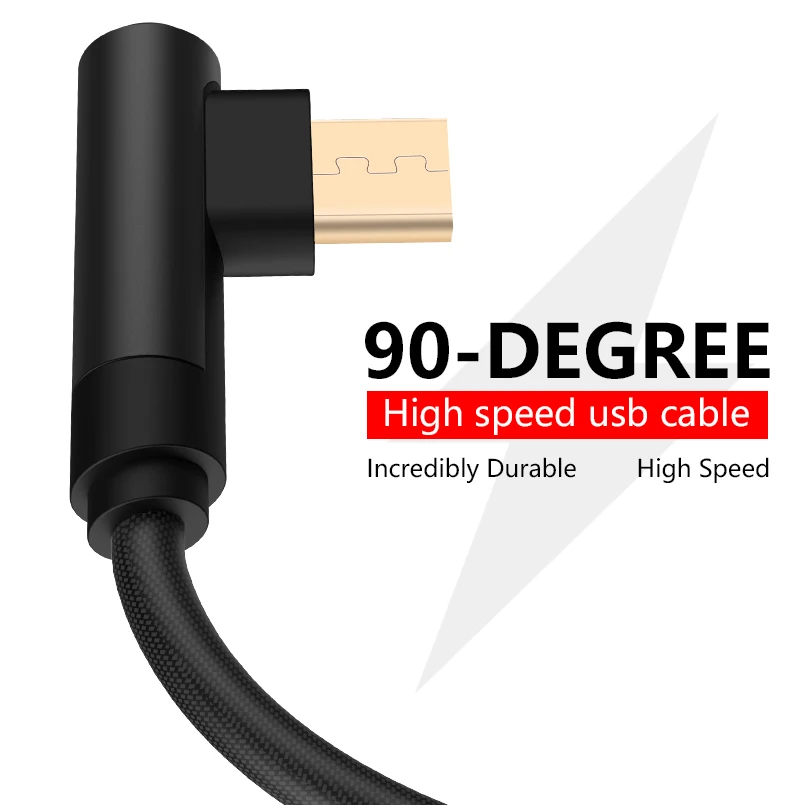Кабель зарядный ASINA Micro USB под прямым углом 90 градусов Дата кабель для Xiaomi Huawei Oneplus