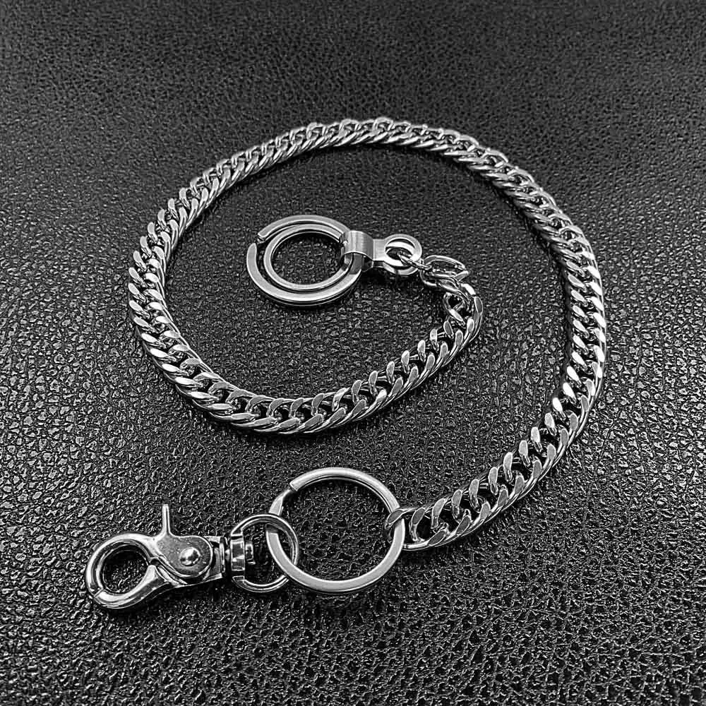 

Long woman Men's Metal Wallet Belt Chain Rock Punk Trousers Hipster casual Pant jeans Keychain Silver Ring Clip Keyring WZ51