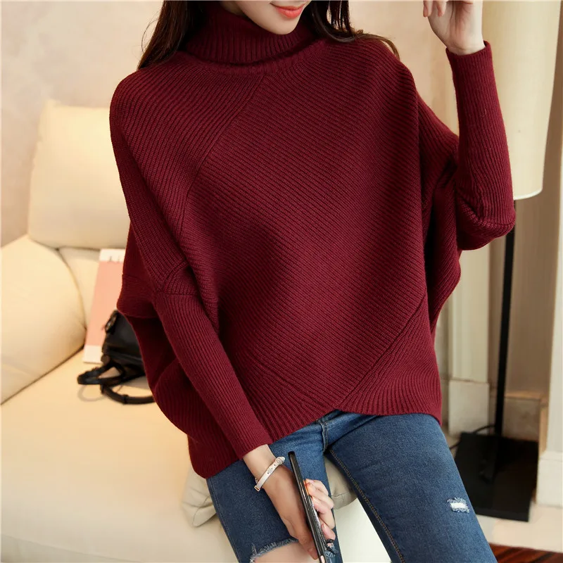 2016 Korean Autumn Choker Student New Pattern Bat sleeve Pullover Thickening Sweater Woman Easy Rendering sweater
