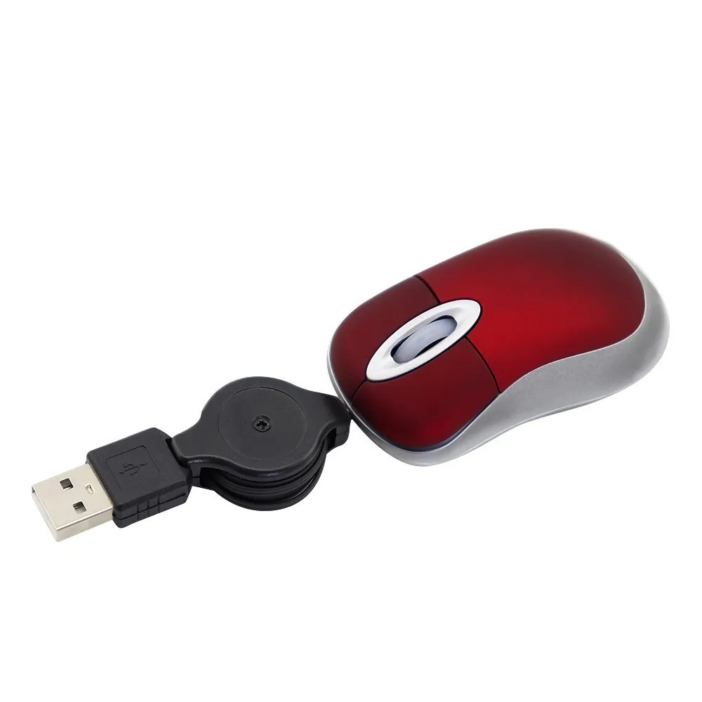 Новинка, мини-мышь, 3D, выдвижная USB оптическая компьютерная мышь, дешевая игровая маленькая мышь для ПК, ноутбука, детской проводной офисной мыши - Цвет: Красный