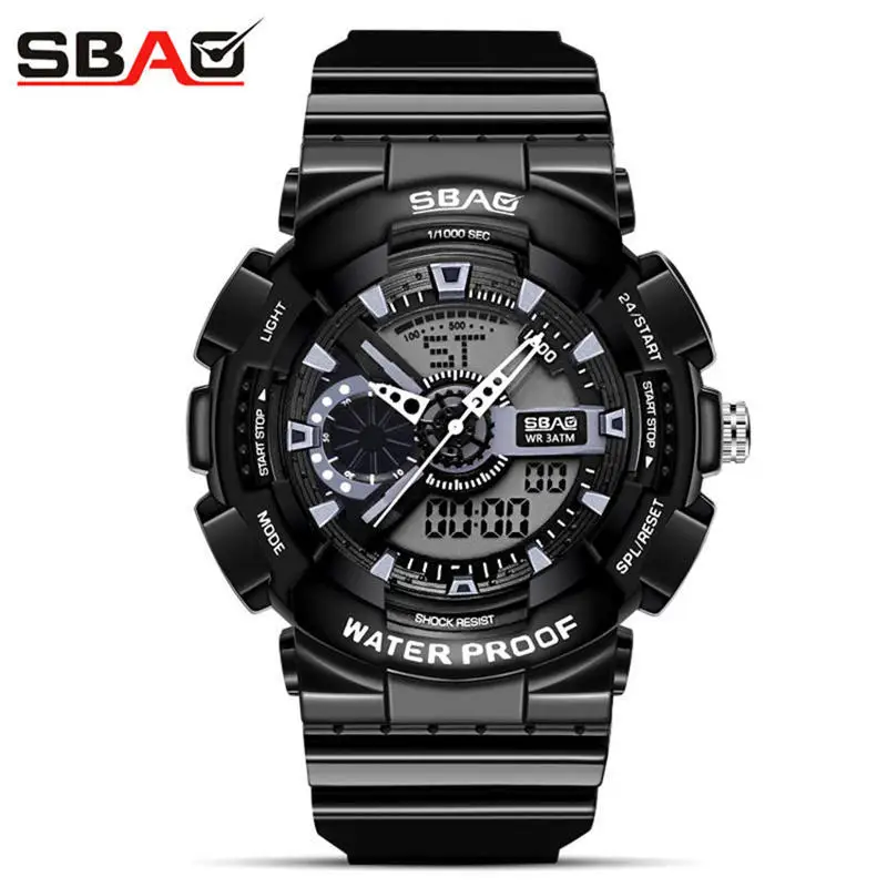 

SBAO Luxury Brand Mens Sports Watches Swim 50m Digital LED Military Watch Men Fashion Casual Electronics Wristwatches Relojes G