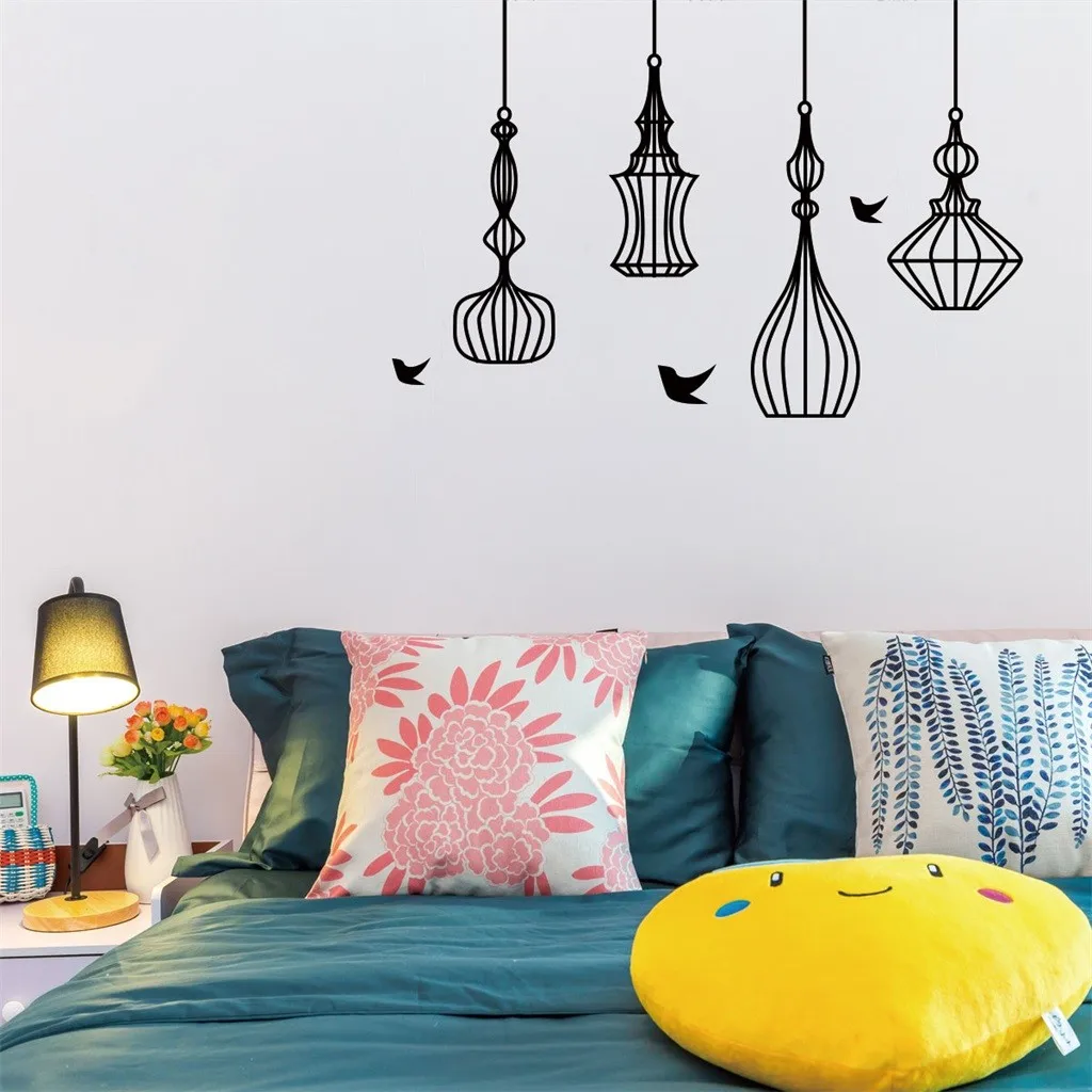

Black Bird Cage Wall Stickers Home Decor PVC TV Background Wall Stickers Decorative Wall Affixed Bedroom Living Room Decoration