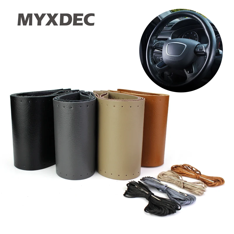 Steering Wheel Cover Genuine Cowhide Leather DIY Hand Sewing Diameter 37-39cm Black Grey Beige Brown Wholsale Gifts Steering Wheel Cover Genuine Cowhide Leather DIY Hand Sewing Diameter 37-39cm Black Grey Beige Brown Wholsale Gifts