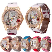 Relogio Feminino Women Watch Watches Tower Pattern Leather Band Analog Quartz Vogue Wrist Watches supper deal 2017dec08