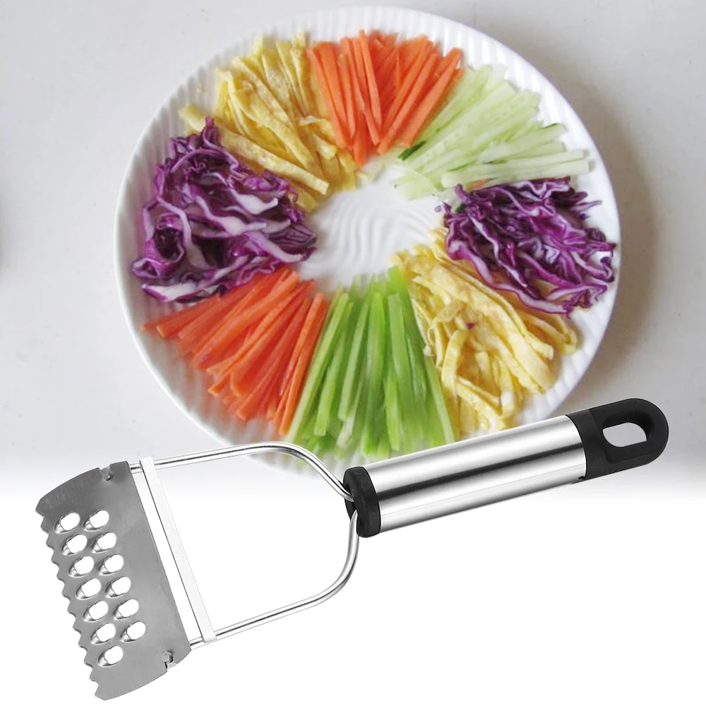 

1pc Multi-function Stainless Steel Vegetable Grater Peeler Cutter Potato Carrot Fruit Slicer Kitchen Tools silver Handle