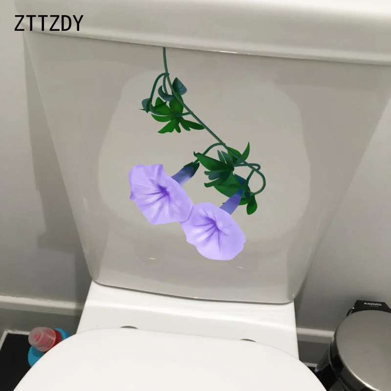 

ZTTZDY 16.8*24CM Two Purple Trumpet Flowers Art Bedroom Wall Sticker Home Decor Toilet Decal T2-0170