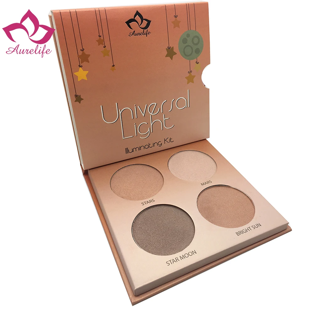 Aurelife 4 цвета Shimmer Glow Contour Kit Осветляющий Макияж Косметика телесный порошок Прямая
