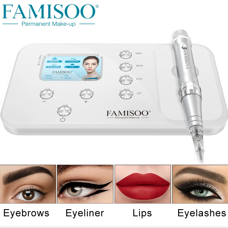 

FAMISOO N6II Professional Digital Tattoo Machine Kit Permanent Makeup Machine Eyebrow Lip Eyeliner MTS Pen Rotary Tattoo Gun
