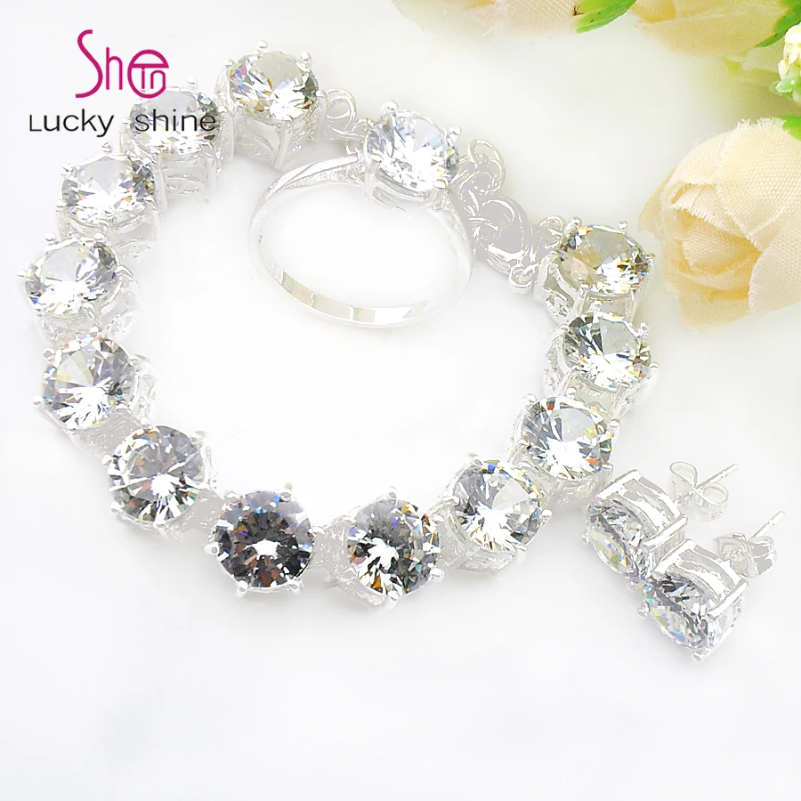 Top Special Round Fire White Cubic Zirconia Silver