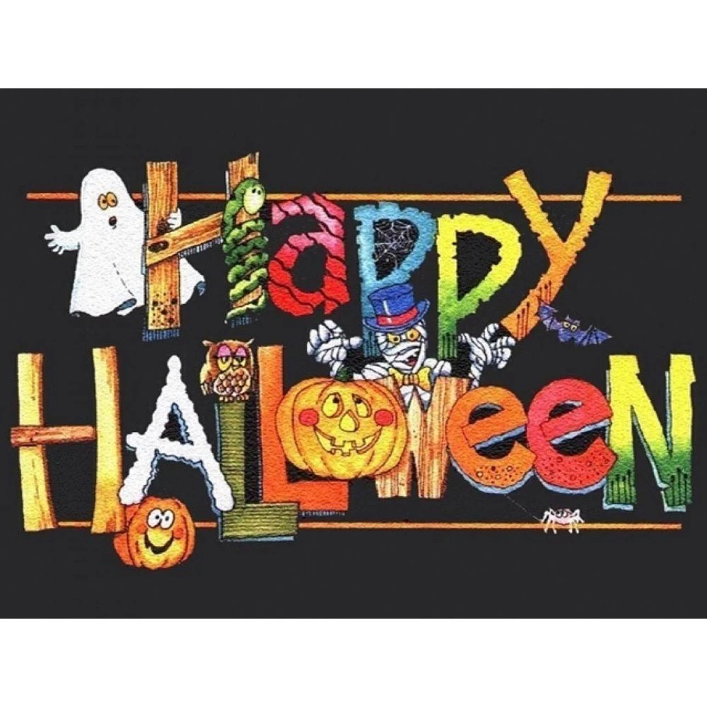 Happy Halloween 5D DIY Square Diamond Painting Word Mosaic Picture Of Rhinestone Embroidery Cross Stitch Cartoon | Дом и сад