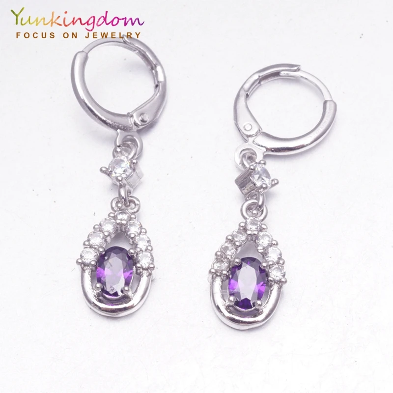 Yunkingdom элегантные женские серьги Висячие/Висячие фиолетовые кубические