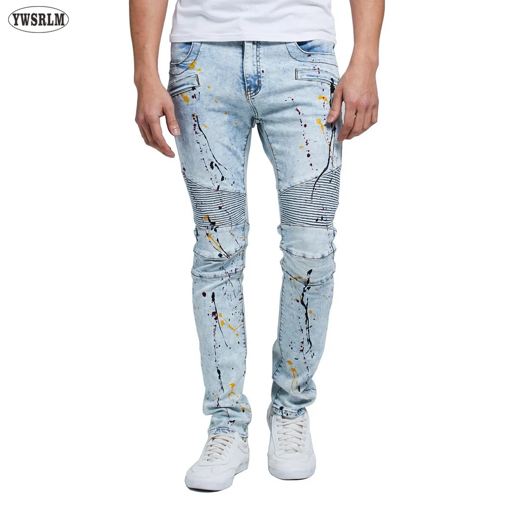 

2017 Fashion Men Jeans Pants Biker Strech Denim Jeans