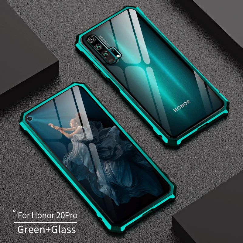 

Armor Metal Frame Case For Huawei Honor 20 Pro 20i Case Aluminum Alloy Tempered Glass Shockproof Cover For Honor 20 Lite Coque