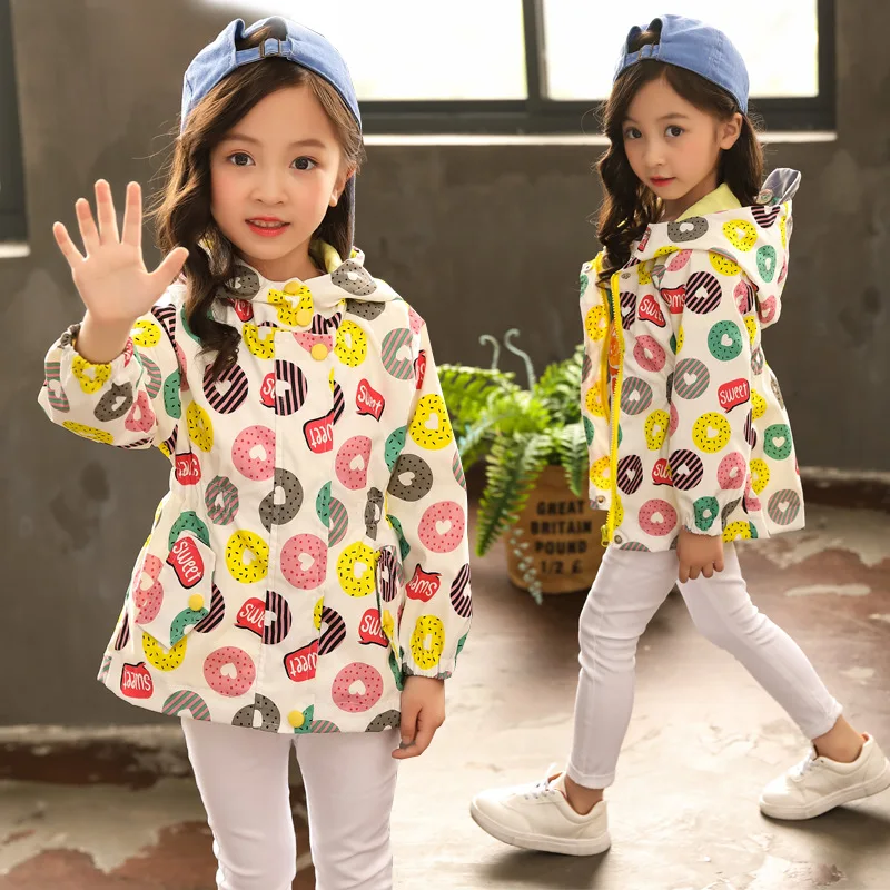 

Spring 2019 Girls Jackets Children Outerwear Hooded Girls Coats Casual Zipper Jackets For Girls Waterproof Raincoat Kids Clothes